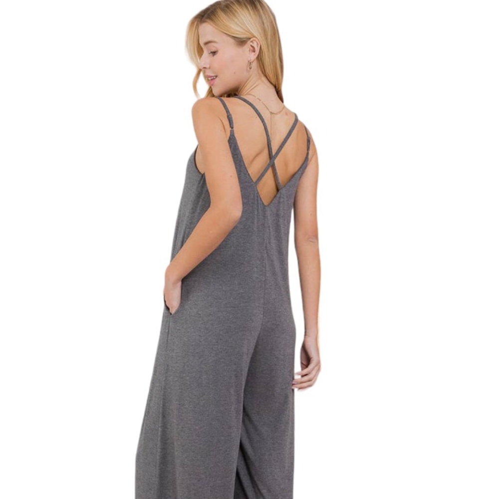 WOMENS CRISS CROSS BACK WIDE LEG JUMPSUIT NWT